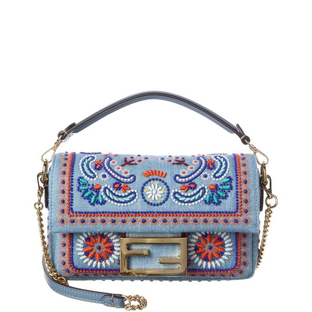 Fendi Baguette Mini Denim Shoulder Bag